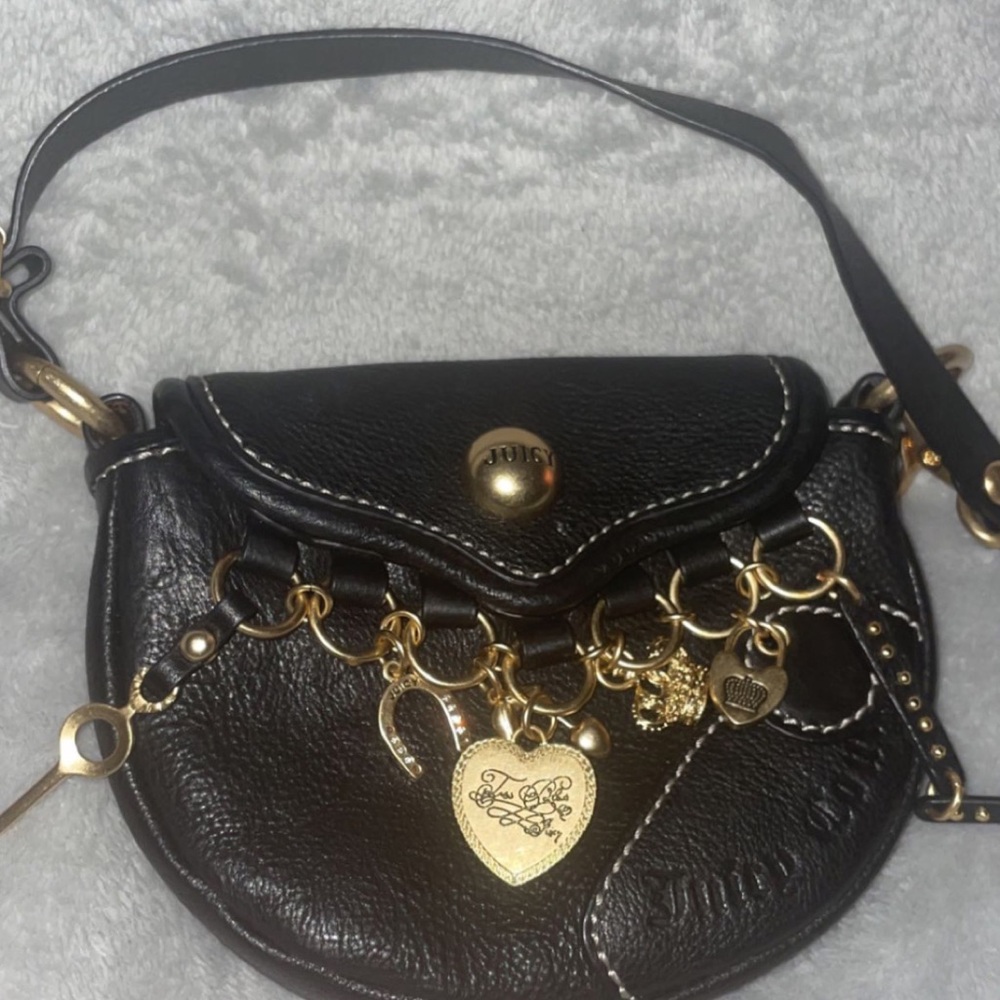 Vintage Juicy Couture Black Leather Shoulder Bag